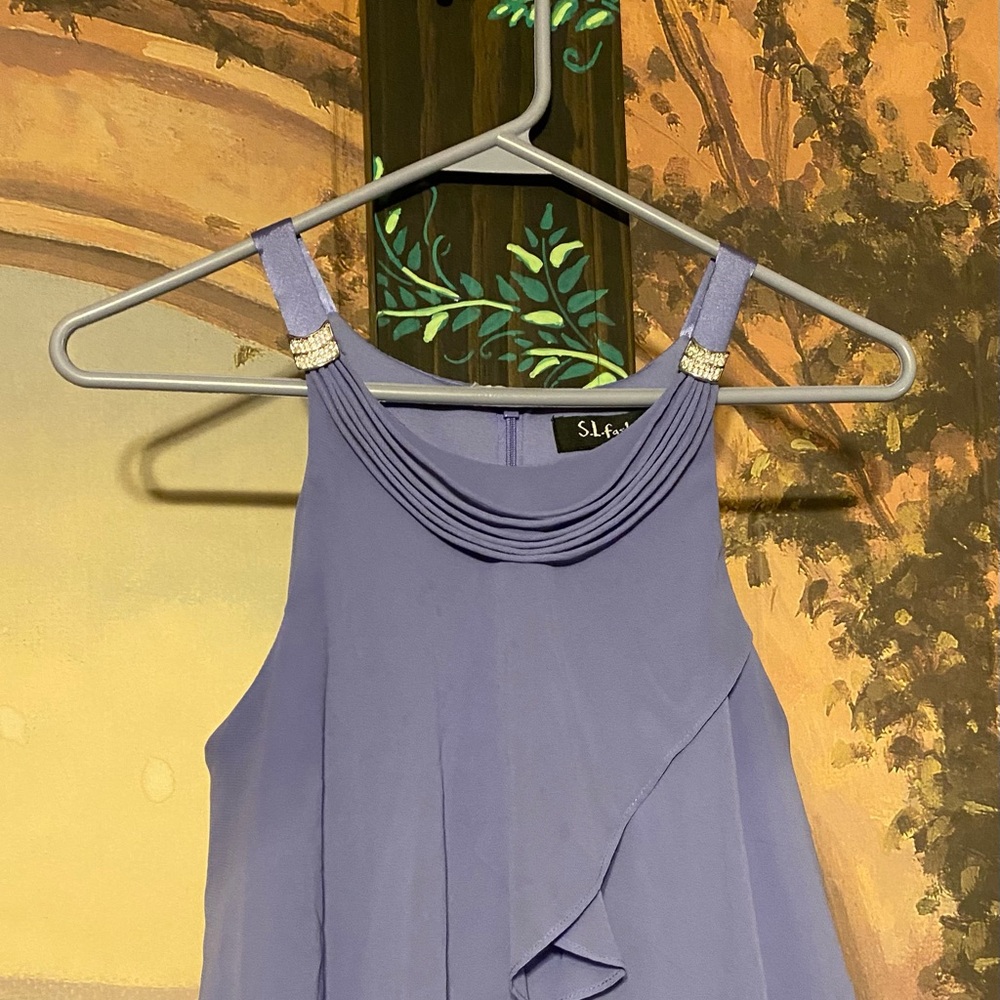 Lavender purple tiered layers formal dress - Picture 4 of 9